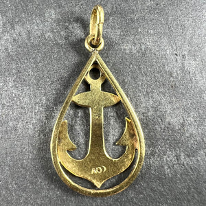 Ships Anchor 18K Yellow Gold Charm Pendant