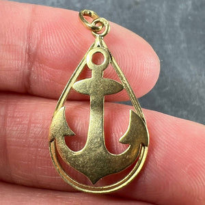 Ships Anchor 18K Yellow Gold Charm Pendant