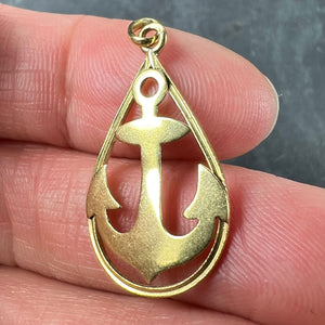 Ships Anchor 18K Yellow Gold Charm Pendant