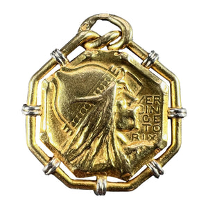 French Vernier Vercingetorix Gaul 18K White Yellow Gold Charm Pendant