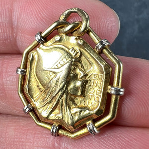 French Vernier Vercingetorix Gaul 18K White Yellow Gold Charm Pendant