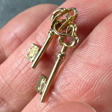 Load image into Gallery viewer, 18K Yellow Gold Pair of Keys Charm Pendant
