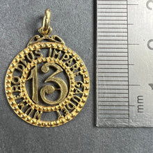 Load image into Gallery viewer, Lucky &#39;Number 13&#39; 18K Yellow Gold Good Luck Charm Pendant
