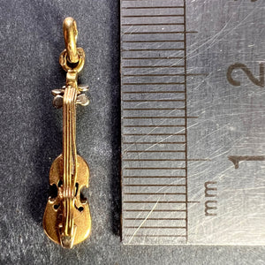 French Violin 18K Yellow White Gold Charm Pendant