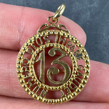 Load image into Gallery viewer, Lucky &#39;Number 13&#39; 18K Yellow Gold Good Luck Charm Pendant
