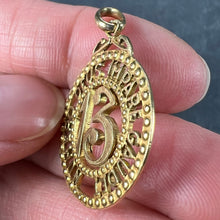 Load image into Gallery viewer, Lucky &#39;Number 13&#39; 18K Yellow Gold Good Luck Charm Pendant
