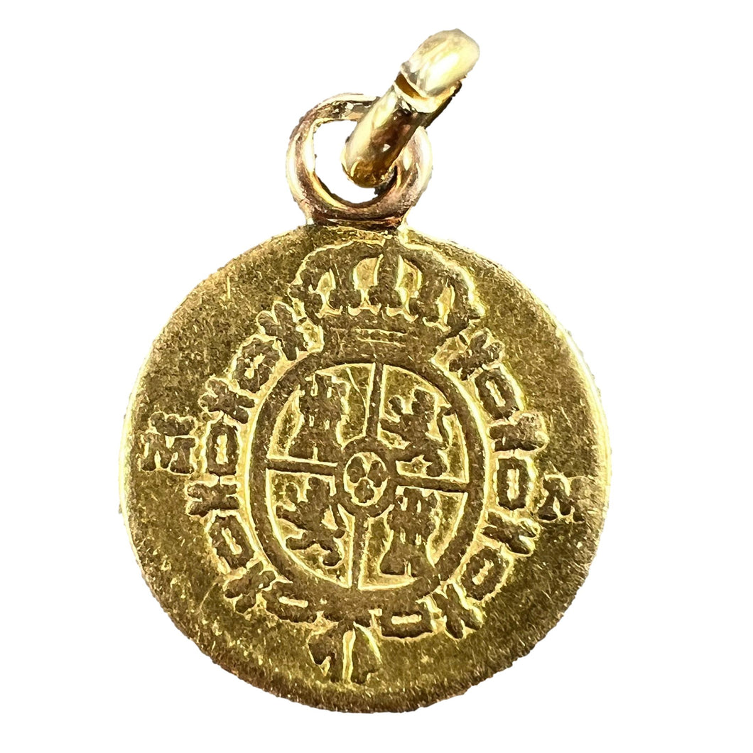 1788 Madrid Spain Charles III 1/2 Escudo Doubloon Coin Yellow Gold Charm Pendant