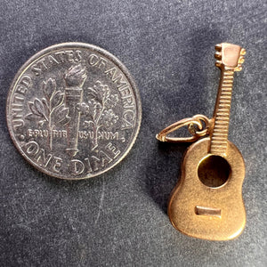 French Guitar 18K Yellow Gold Charm Pendant