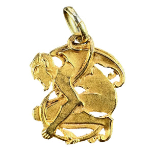 Devil 18K Yellow Gold Good Luck Charm Pendant