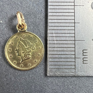 Yellow Gold 1852 California Half Dollar Coin Charm Pendant