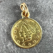 Load image into Gallery viewer, Yellow Gold 1852 California Half Dollar Coin Charm Pendant
