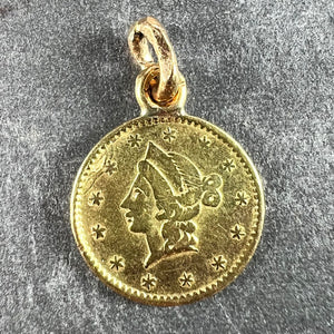 Yellow Gold 1852 California Half Dollar Coin Charm Pendant