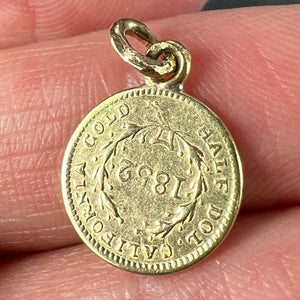 Yellow Gold 1852 California Half Dollar Coin Charm Pendant