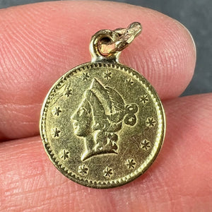 Yellow Gold 1852 California Half Dollar Coin Charm Pendant