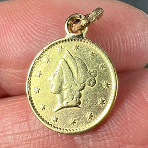 Yellow Gold 1852 California Half Dollar Coin Charm Pendant