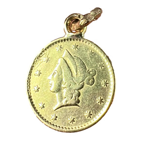 Yellow Gold 1852 California Half Dollar Coin Charm Pendant