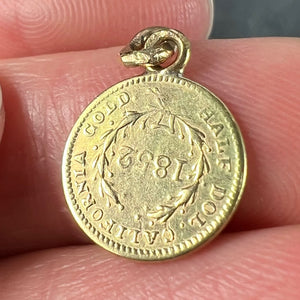 Yellow Gold 1852 California Half Dollar Coin Charm Pendant