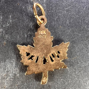 Canada Maple Leaf Quebec 14K Yellow Gold Charm Pendant
