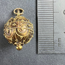 Load image into Gallery viewer, French 18K Yellow Gold Filigree Sphere Charm Pendant
