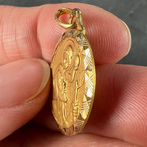 Vintage French Girard St Christopher 18K Yellow Gold Charm Pendant
