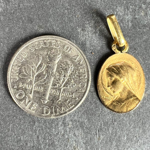 French Emile Dropsy Virgin Mary 18K Yellow Gold Medal Pendant Charm