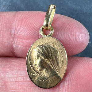 French Emile Dropsy Virgin Mary 18K Yellow Gold Medal Pendant Charm