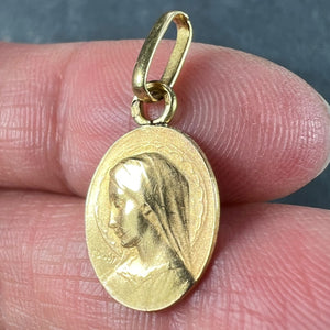 French Emile Dropsy Virgin Mary 18K Yellow Gold Medal Pendant Charm