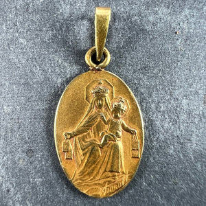 French Arnault Madonna and Child Sacred Heart 18K Yellow Gold Medal Pendant