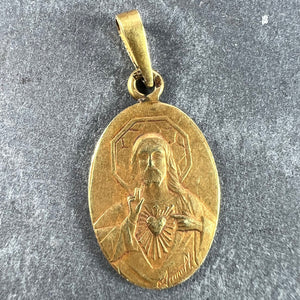 French Arnault Madonna and Child Sacred Heart 18K Yellow Gold Medal Pendant