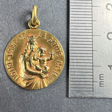 Load image into Gallery viewer, French Notre Dame de La Garde Marseille Madonna 18 Karat Yellow Gold Medal Charm Pendant
