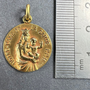 French Notre Dame de La Garde Marseille Madonna 18 Karat Yellow Gold Medal Charm Pendant