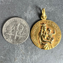 Load image into Gallery viewer, French Notre Dame de La Garde Marseille Madonna 18 Karat Yellow Gold Medal Charm Pendant
