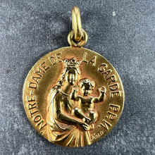 Load image into Gallery viewer, French Notre Dame de La Garde Marseille Madonna 18 Karat Yellow Gold Medal Charm Pendant
