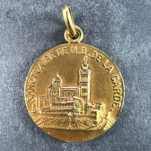 Load image into Gallery viewer, French Notre Dame de La Garde Marseille Madonna 18 Karat Yellow Gold Medal Charm Pendant
