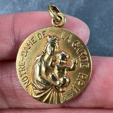 Load image into Gallery viewer, French Notre Dame de La Garde Marseille Madonna 18 Karat Yellow Gold Medal Charm Pendant
