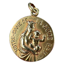 Load image into Gallery viewer, French Notre Dame de La Garde Marseille Madonna 18 Karat Yellow Gold Medal Charm Pendant
