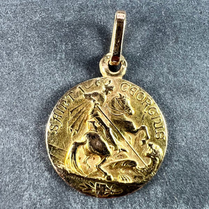 French St George and the Dragon 18K Yellow Gold Medal Pendant