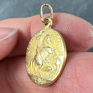 French St George and the Dragon 18K Yellow Gold Medal Pendant