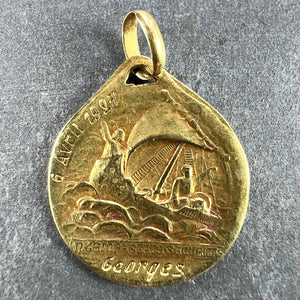 French Rasumny St George Tempestate Securitas 18K Yellow Gold Medal Pendant