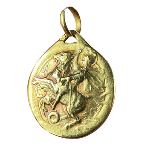 French Rasumny St George Tempestate Securitas 18K Yellow Gold Medal Pendant