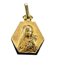 Load image into Gallery viewer, French Perriat St Therese 18K Yellow White Gold Charm Medal Pendant
