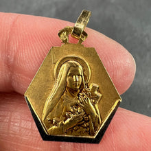 Load image into Gallery viewer, French Perriat St Therese 18K Yellow White Gold Charm Medal Pendant
