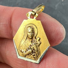 Load image into Gallery viewer, French Perriat St Therese 18K Yellow White Gold Charm Medal Pendant
