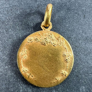 French Mazzoni 18K Yellow Gold St Therese Medal Charm Pendant