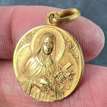 Load image into Gallery viewer, French Mazzoni 18K Yellow Gold St Therese Medal Charm Pendant
