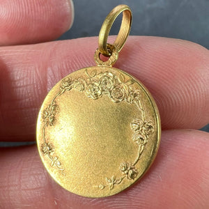 French Mazzoni 18K Yellow Gold St Therese Medal Charm Pendant