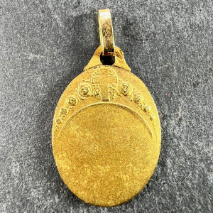 French 18K Yellow Gold St Therese Medal Charm Pendant