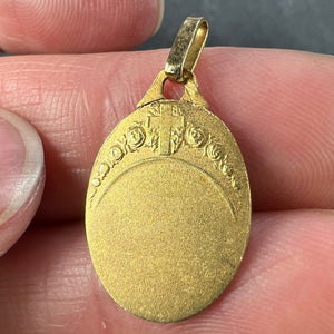 French 18K Yellow Gold St Therese Medal Charm Pendant