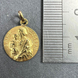 French Saint Joseph and Jesus 18K Yellow Gold Medal Pendant