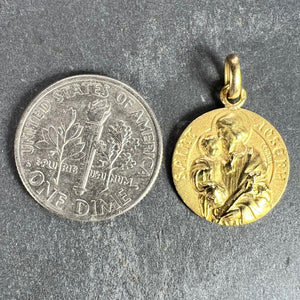 French Saint Joseph and Jesus 18K Yellow Gold Medal Pendant